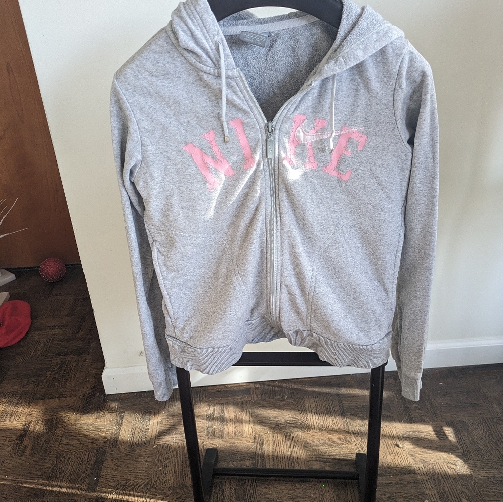 Nike Gray and Pink Hoodie